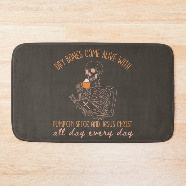Item preview, Halloween Skeleton Jesus Christ and Pumpkin Spice Coffee Dry Bones Come Alive Bible Ezekiel 37: 4-5 designed and sold by Forevermore.