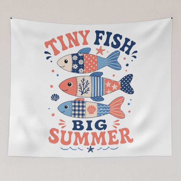 Item preview, Tiny Fish Big Summer – Patterned Patchwork Fish Art designed and sold by Ora-kuro.