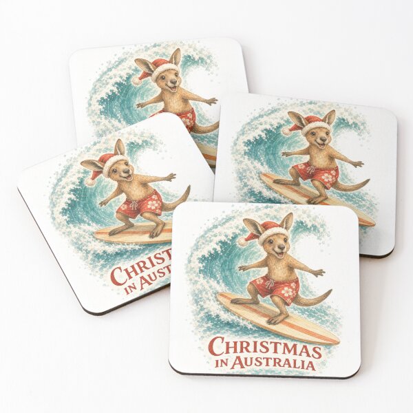 Item preview, Surfing Christmas Kangaroo – Christmas in Australia designed and sold by RosieKingArt.