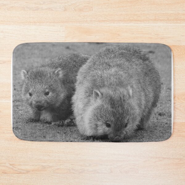 Item preview, Maria Island Wombat With Joey B&W designed and sold by CazDPhotos.