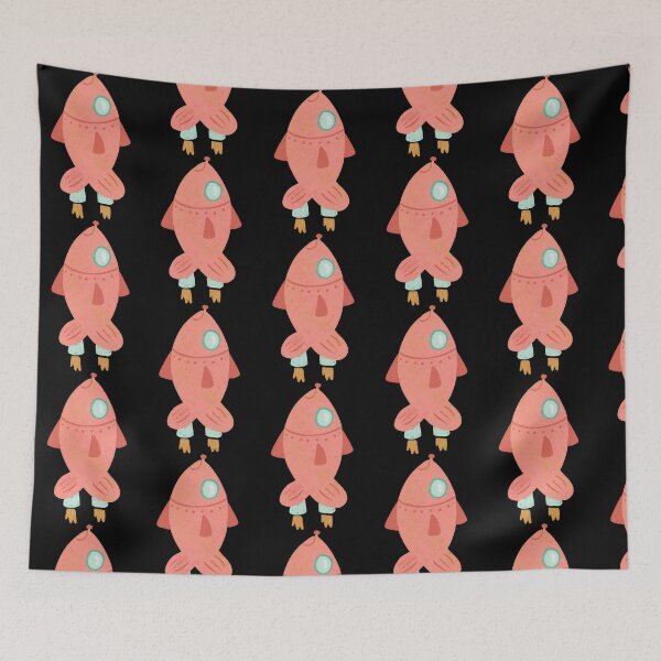 Item preview, Fish Rocket Cute Cartoon Space Travel Illustration designed and sold by PinkPeonStores.