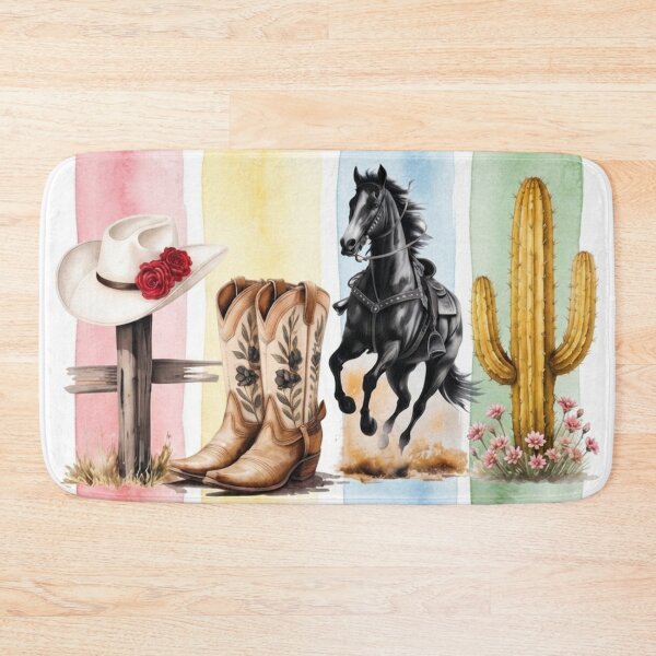 Item preview, Western Cowgirl Style Watercolor Country Art designed and sold by Golden Threads Studio.