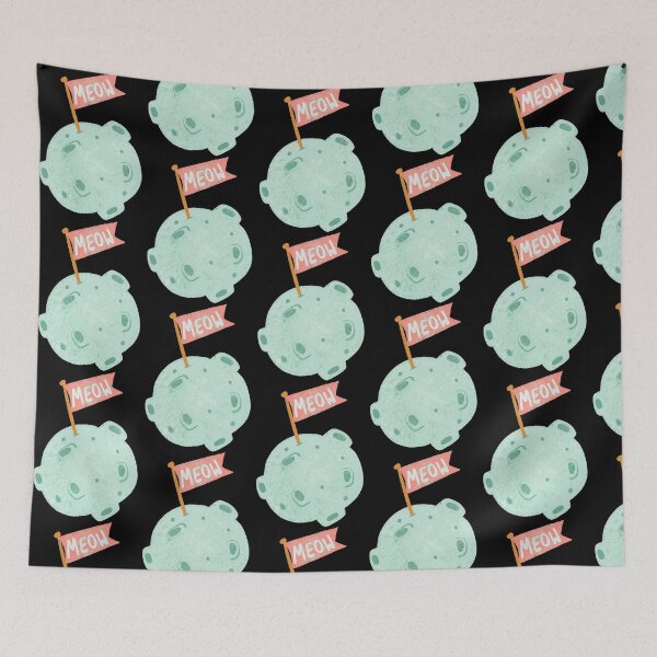 Item preview, Meow Moon Cute Celestial Cat Banner Illustration designed and sold by PinkPeonStores.