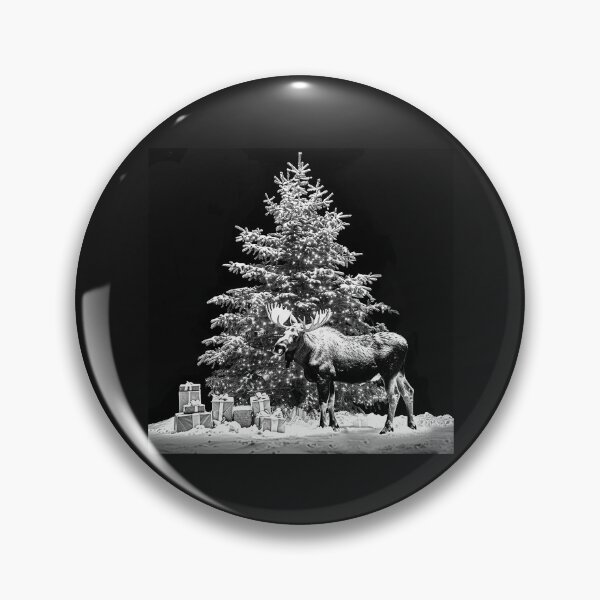Item preview, Christmas Moose by a Snowy Tree | Rustic Woodland Holiday Illustration designed and sold by inkoutninja.