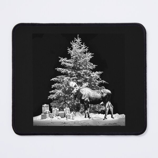Item preview, Christmas Moose by a Snowy Tree | Rustic Woodland Holiday Illustration designed and sold by inkoutninja.