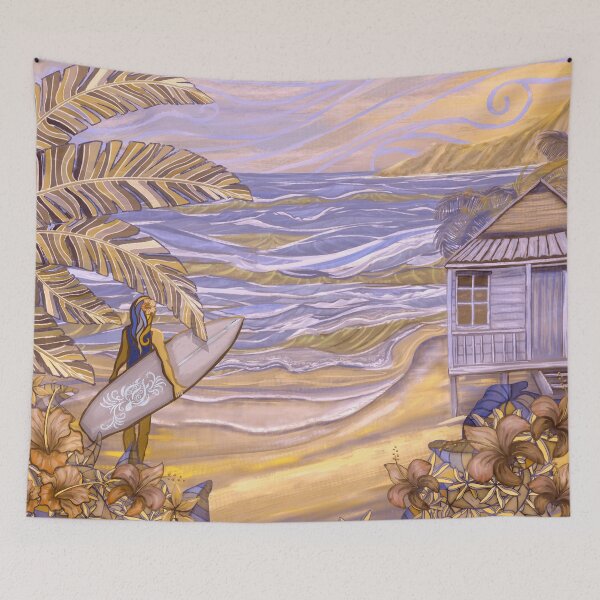 Item preview, Vintage Hawaiian Surfer Girl Art  designed and sold by sunnthreads.