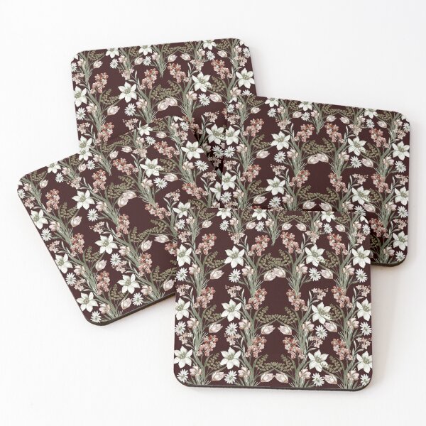 Item preview, Vintage Lily Floral Pattern on Deep Burgundy. designed and sold by Jyoti-Quotes.
