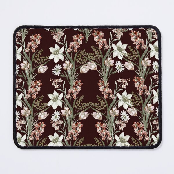 Item preview, Vintage Lily Floral Pattern on Deep Burgundy. designed and sold by Jyoti-Quotes.