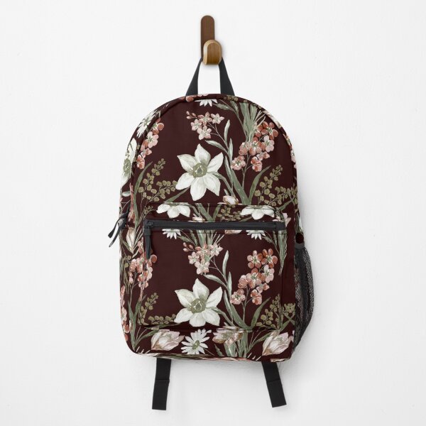 Item preview, Vintage Lily Floral Pattern on Deep Burgundy. designed and sold by Jyoti-Quotes.