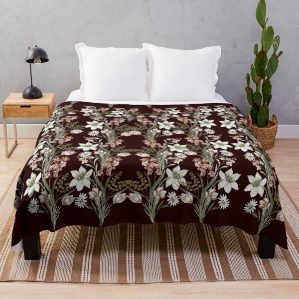 Item preview, Vintage Lily Floral Pattern on Deep Burgundy. designed and sold by Jyoti-Quotes.