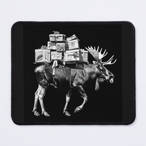 Item preview, Christmas Moose Carrying Presents | Funny Rustic Woodland Holiday Illustration designed and sold by inkoutninja.