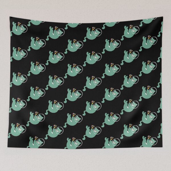 Item preview, Teal Space Cat Cute Floating Astronaut Kitten Graphic designed and sold by PinkPeonStores.