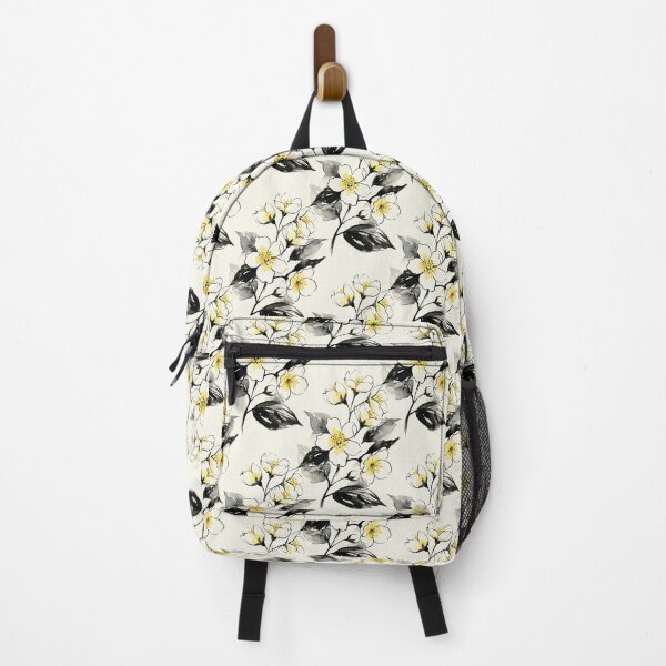 Item preview, Artistic Jasmine Flower - Minimalist White and Yellow Botanical on Black designed and sold by OddlySticky.