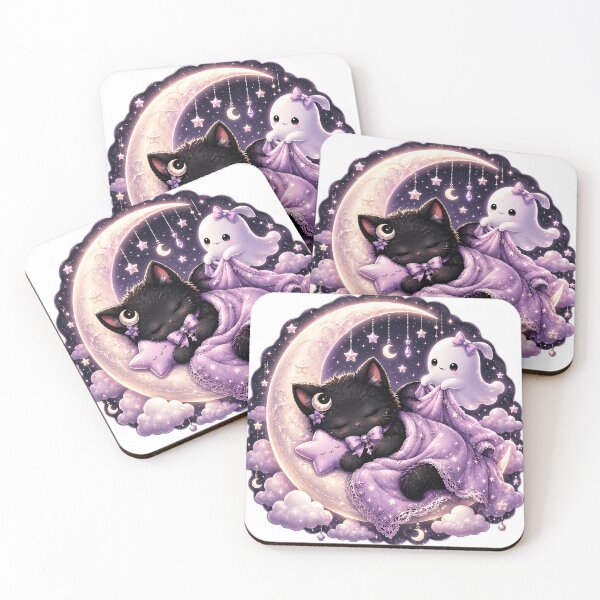 Item preview, Pastel Gothic Sleepy Moon Kitten Sticker designed and sold by Sangrariel.
