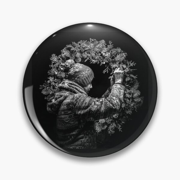 Item preview, Decorating a Christmas Wreath | Cozy Winter Holiday Illustration designed and sold by inkoutninja.