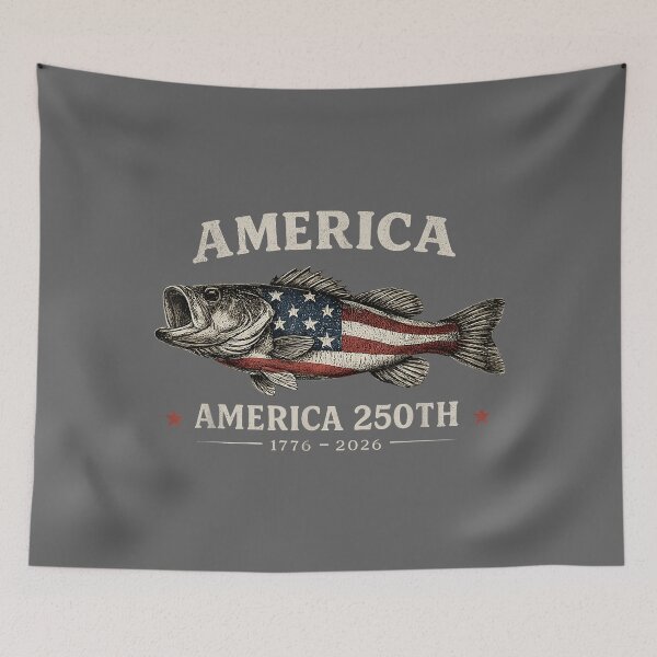 Item preview, 250 America Years 1776 2026 Fishing USA Flag 250th Birthday designed and sold by KristineLi.