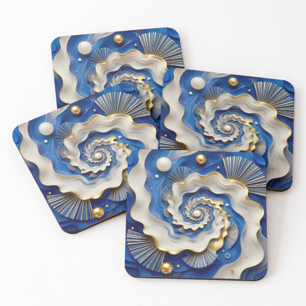Item preview, Gold and Blue Spiral Waves designed and sold by Vicky Brago-Mitchell®.