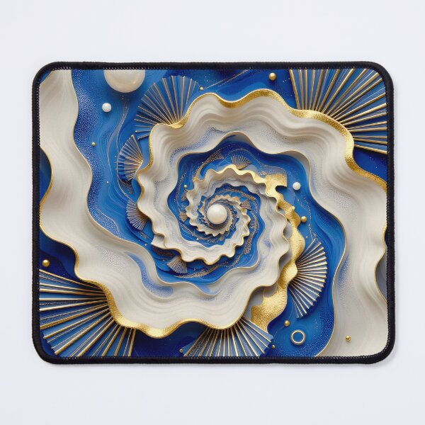 Item preview, Gold and Blue Spiral Waves designed and sold by Vicky Brago-Mitchell®.