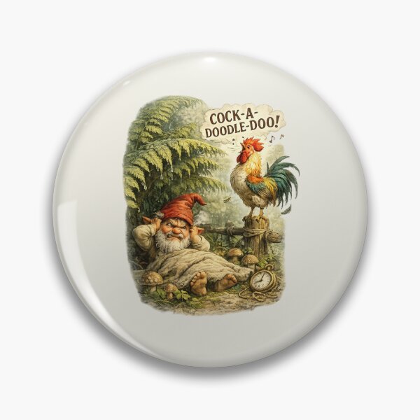 Item preview, Early Morning Wake-Up – Funny Angry Gnome and Rooster Vintage T-Shirt designed and sold by Alpine-Ink.