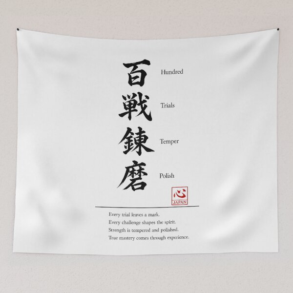 Item preview, Hyakusen Renma (百戦錬磨) 　B | Yojijukugo Japanese Idiom Kanji Art designed and sold by KOKORO by JAPAN.