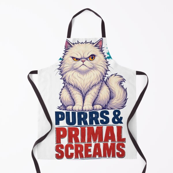 Item preview, Grumpy White Persian Cat Purrs & Primal Screams designed and sold by Feral Feline.