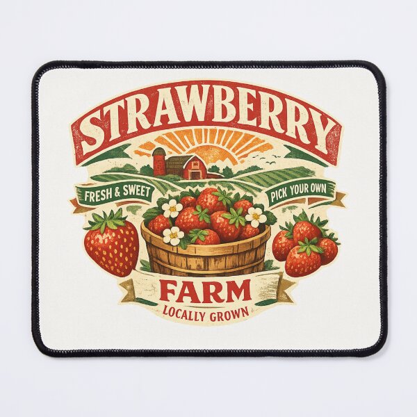 Item preview, Vintage Strawberry Farm Fresh and Sweet Illustration  designed and sold by NinaVibeStudio.