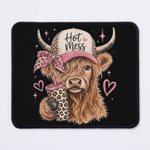 Item preview, Sassy Highland Cow Hot Mess Leopard Trucker Hat Pink Country Aesthetic designed and sold by haitrieuic96.