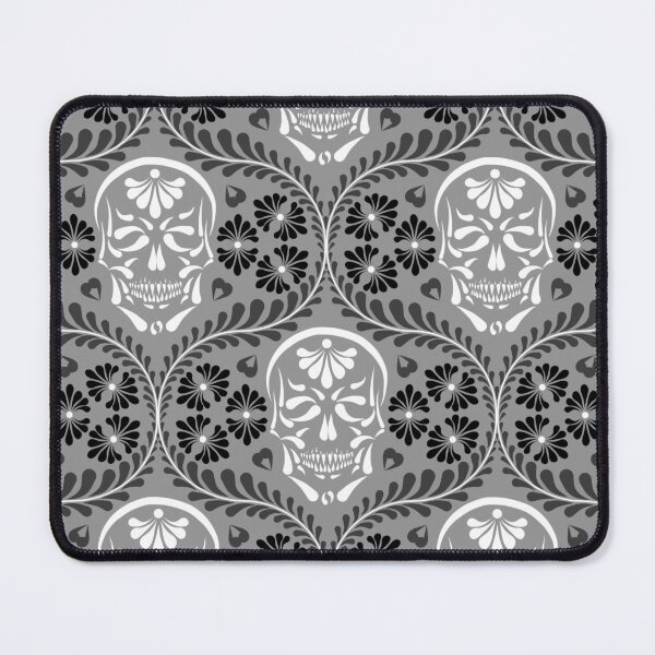 Item preview, Mexican Talavera Skull Light Gray, Black and White Alt Goth Dark Aesthetic (Medium) designed and sold by Glowing Oldies Shoppe.