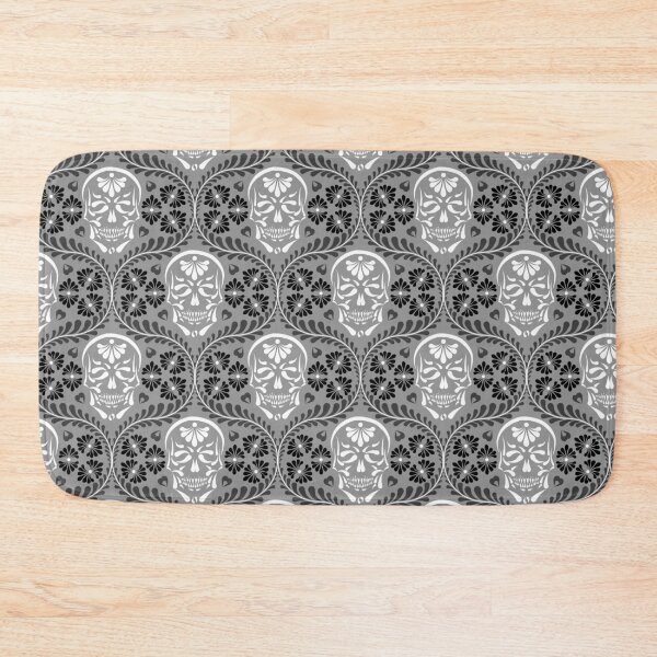 Item preview, Mexican Talavera Skull Light Gray, Black and White Alt Goth Dark Aesthetic (Medium) designed and sold by Glowing Oldies Shoppe.