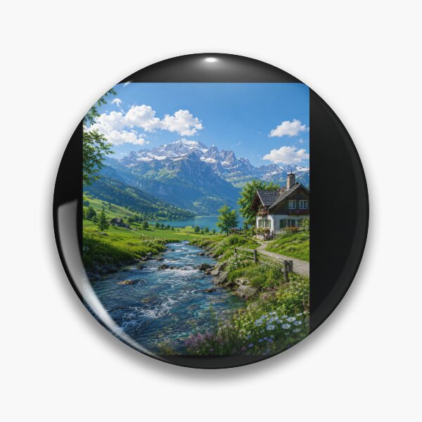 Item preview, Alpine Chalet by a Mountain Stream designed and sold by Safwat-Aziz1.