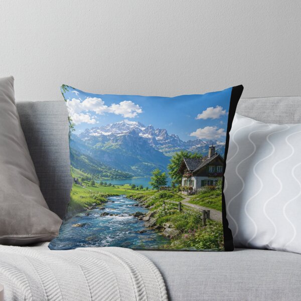 Item preview, Alpine Chalet by a Mountain Stream designed and sold by Safwat-Aziz.