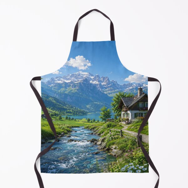 Item preview, Alpine Chalet by a Mountain Stream designed and sold by Safwat-Aziz1.