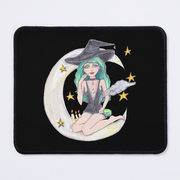 Item preview, Good Witch Flying On Broomstick Full Moon Graphic designed and sold by NoirLuxeStudio.