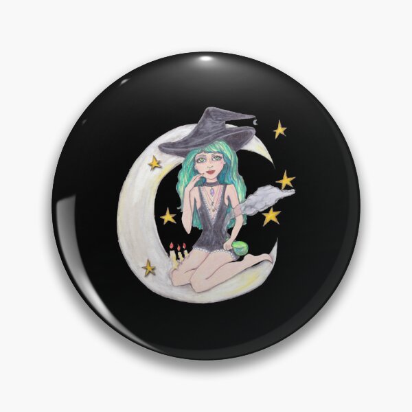 Item preview, Good Witch Flying On Broomstick Full Moon Graphic designed and sold by NoirLuxeStudio.
