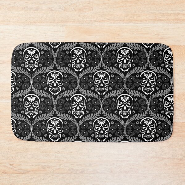 Item preview, Mexican Talavera Skull Black, White & Light Gray Alt Goth Dark Aesthetic (Medium) designed and sold by Glowing Oldies Shoppe.