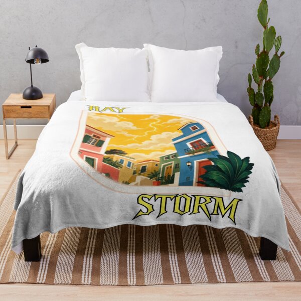 Item preview, Ray Storm Mediterranean Village Lightning | Coastal Travel Vintage Graphic T-Shirt designed and sold by RAYapparel.