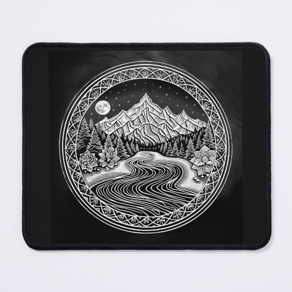 Item preview, Mountain River Mandala | Moonlit Wilderness Sacred Geometry Illustration designed and sold by inkoutninja.
