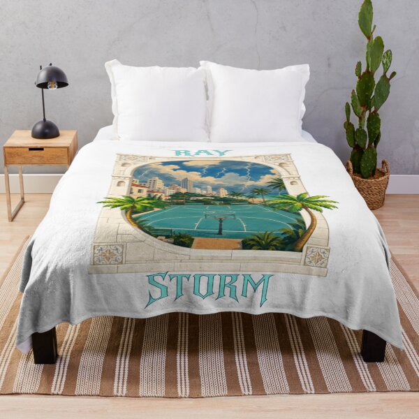 Item preview, Miami Storm Basketball Court | Coastal Mediterranean Wall Art with Lightning Sky designed and sold by RAYapparel.