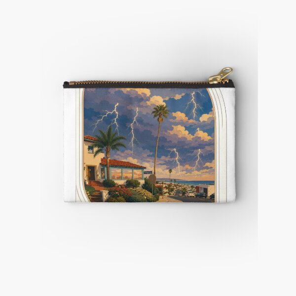 Item preview, Coastal Storm Wall Art | Mediterranean Ocean View | Lightning Sky Vintage Travel Poster designed and sold by RAYapparel.