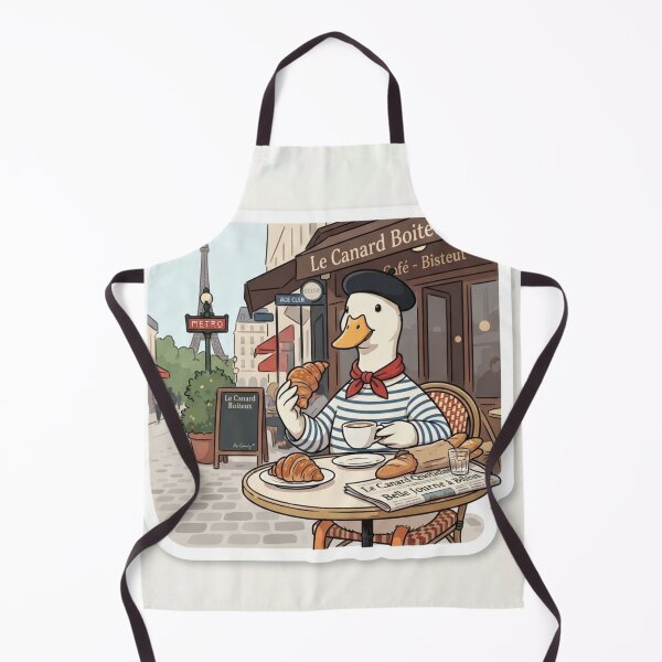 Item preview, French duck drinking coffee and a croissant in Paris designed and sold by Purpleclomb.