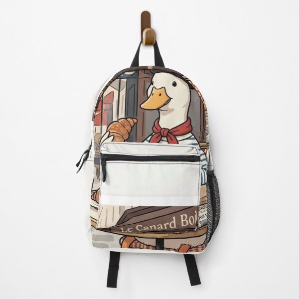 Item preview, French duck drinking coffee and a croissant in Paris designed and sold by Purpleclomb.