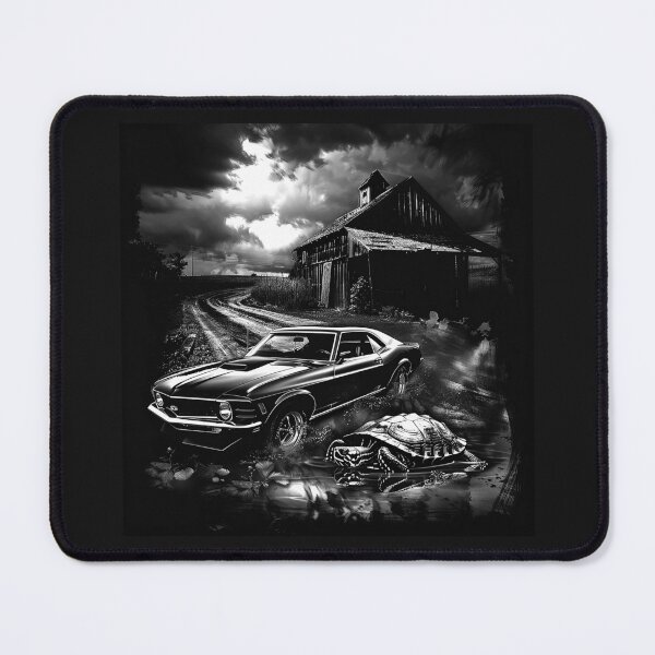 Item preview, Classic Muscle Car and Old Barn | Dark Rural Americana Illustration designed and sold by inkoutninja.