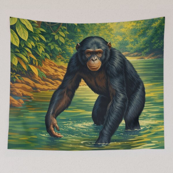 Item preview, Bonobo Jungle Wildlife Digital Animal Art designed and sold by kakarikihill.