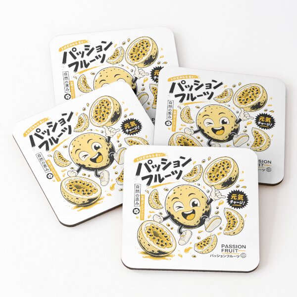 Item preview, Passion Fruit Mascot , Vintage Japanese Fruit Label Art Print designed and sold by NullSpacePrints.