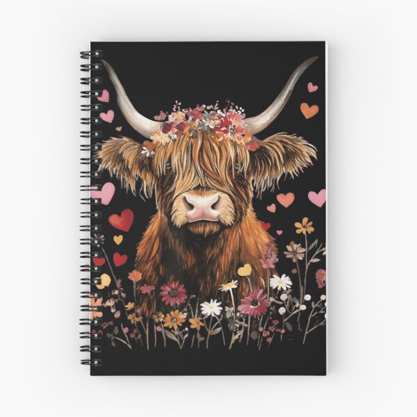 Item preview, Watercolor Scottish Highland Cow with Flower Crown and Hearts designed and sold by haitrieuic96.