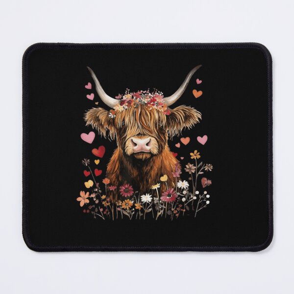 Item preview, Watercolor Scottish Highland Cow with Flower Crown and Hearts designed and sold by haitrieuic96.