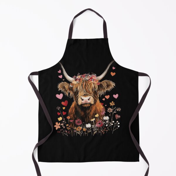 Item preview, Watercolor Scottish Highland Cow with Flower Crown and Hearts designed and sold by haitrieuic96.