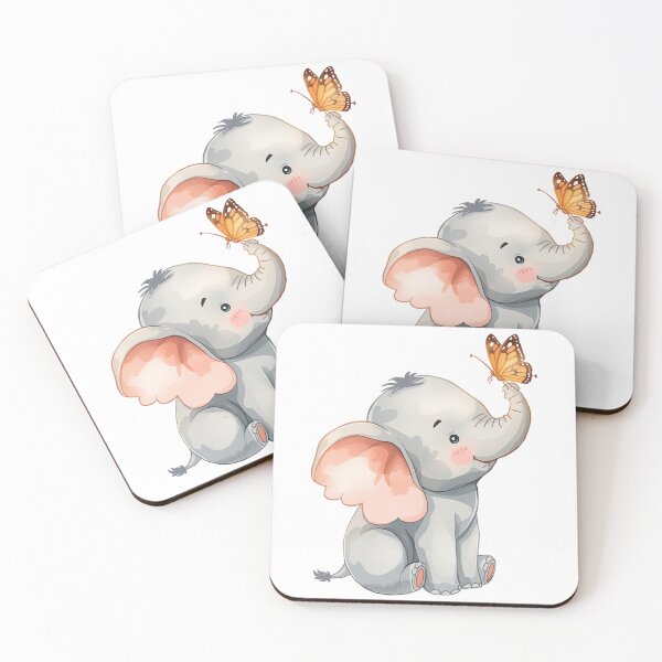 Item preview, Adorable Elephant Meets a Friend Butterfly - Kawaii Soft Tone designed and sold by DigitfanStudio.