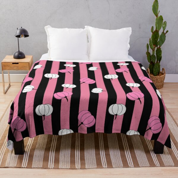 Item preview, Pink and white pumpkin toss on black stripes designed and sold by PrettywithColor.