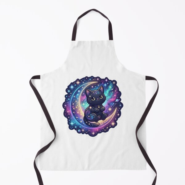Item preview, Cosmic Black Cat on Crescent Moon Sticker | Cute Galaxy Cat | Kawaii Space Aesthetic Die-Cut Vinyl Sticker designed and sold by AdityaShop18.